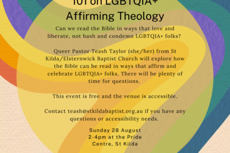 101 on LGBTQIA+ Affirming Christian THeology event flyer