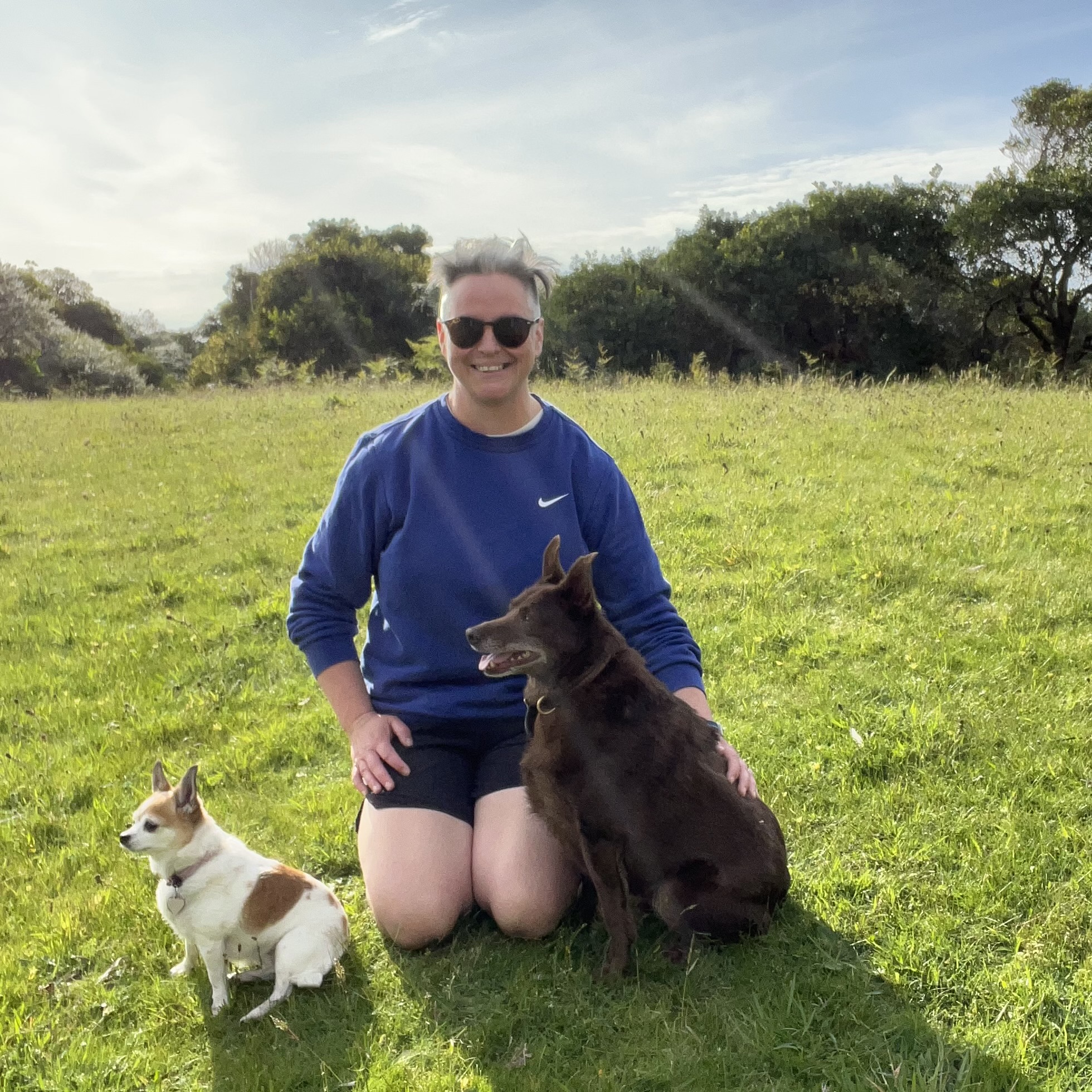 Geraldine Hickey with pet dogs