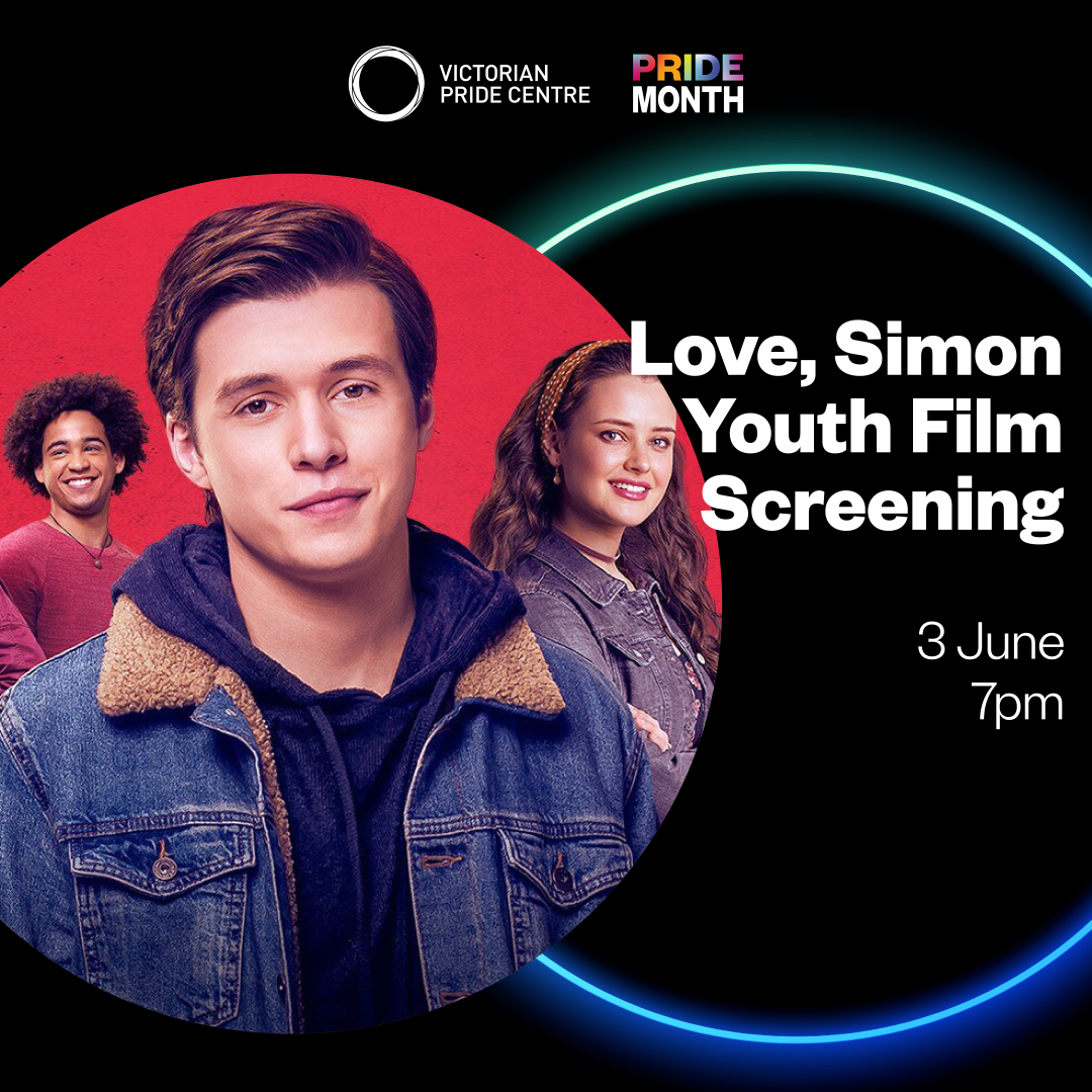 The movie poster of Love, Simon showing the three lead characters.