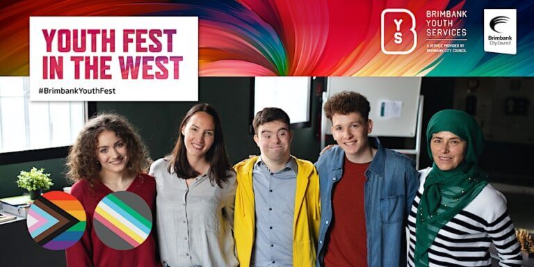 Five people smile at the camera with the text 'YOUTH FEST IN THE WEST' overlaid