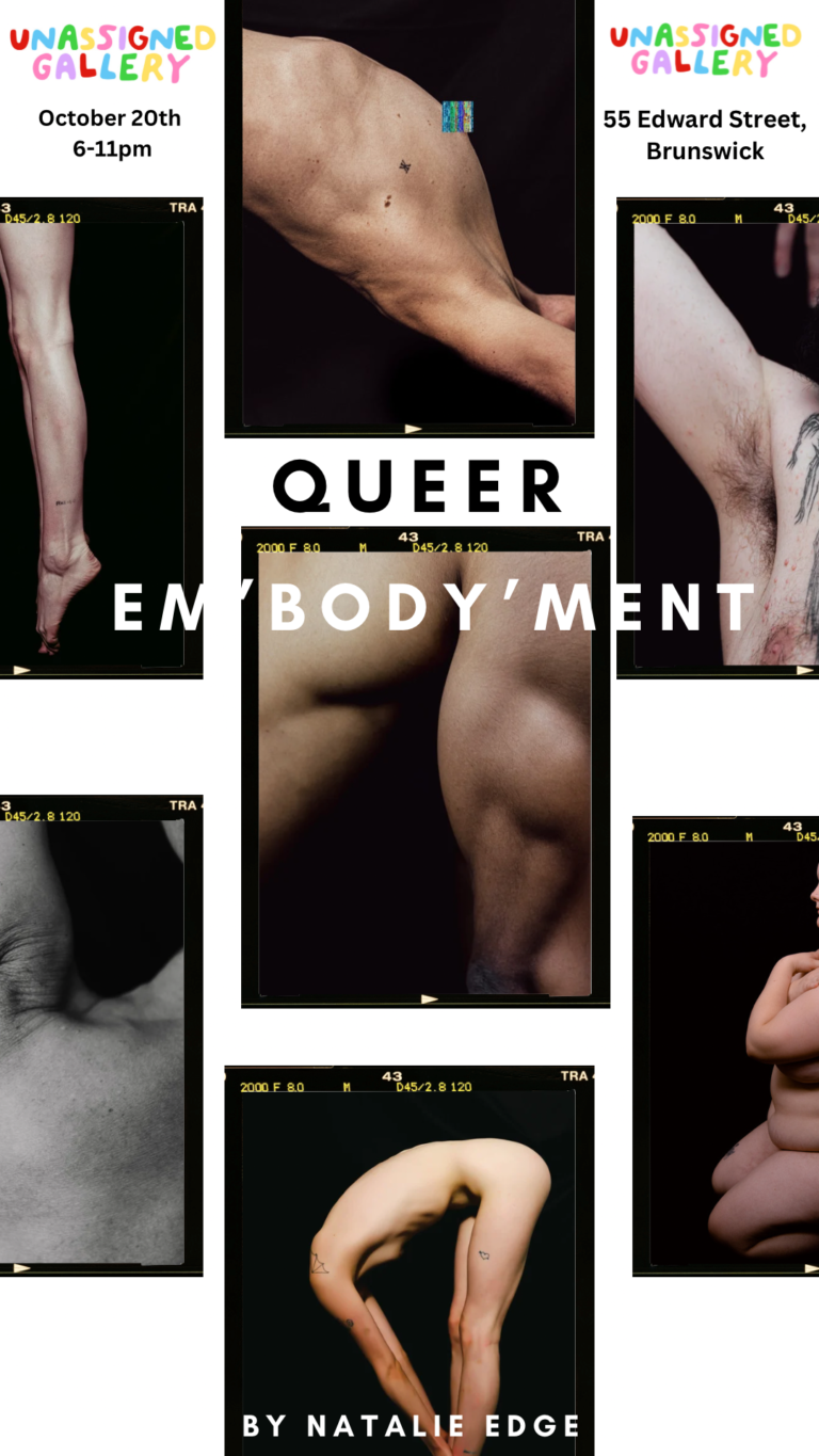 Queer em'body'ment poster by Natalie Edge with dates and location