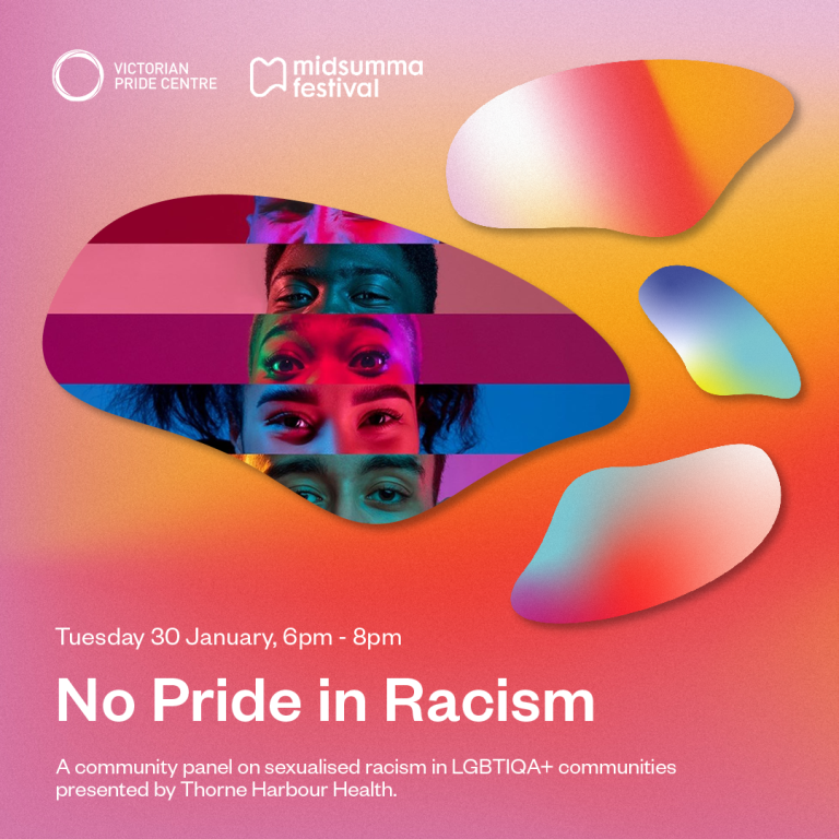 No Pride in Racism poster with date and time.