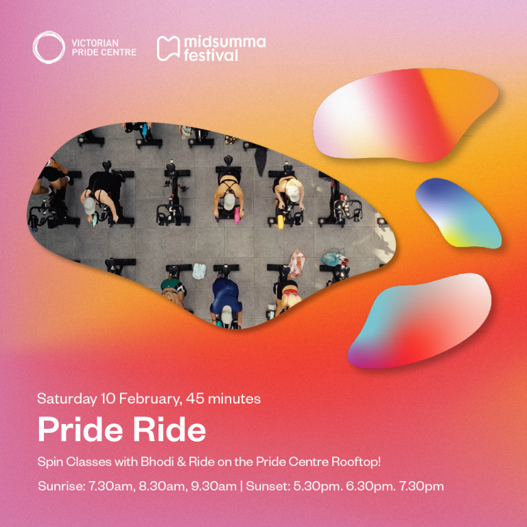 Pride Ride poster with date, time and location