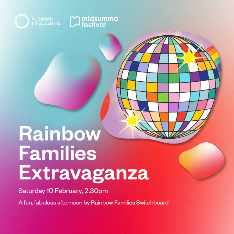 Rainbow Families Extravaganza poster with date, time and location