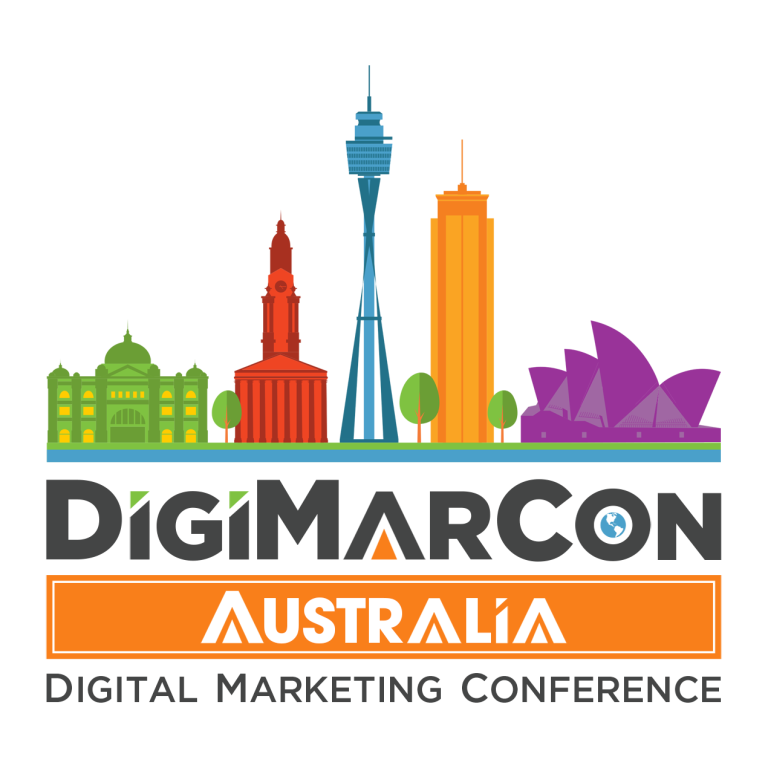 DigiMarcon Australia Digital Marketing Conference trademark with animated iconic Australian buildings above.