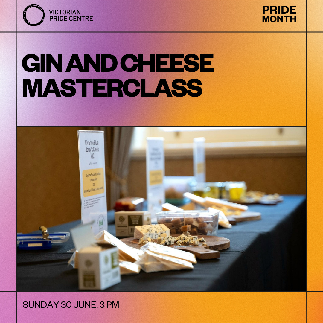 Gin and cheese master class with date, time and location. Cheese is featured on a table mid frame