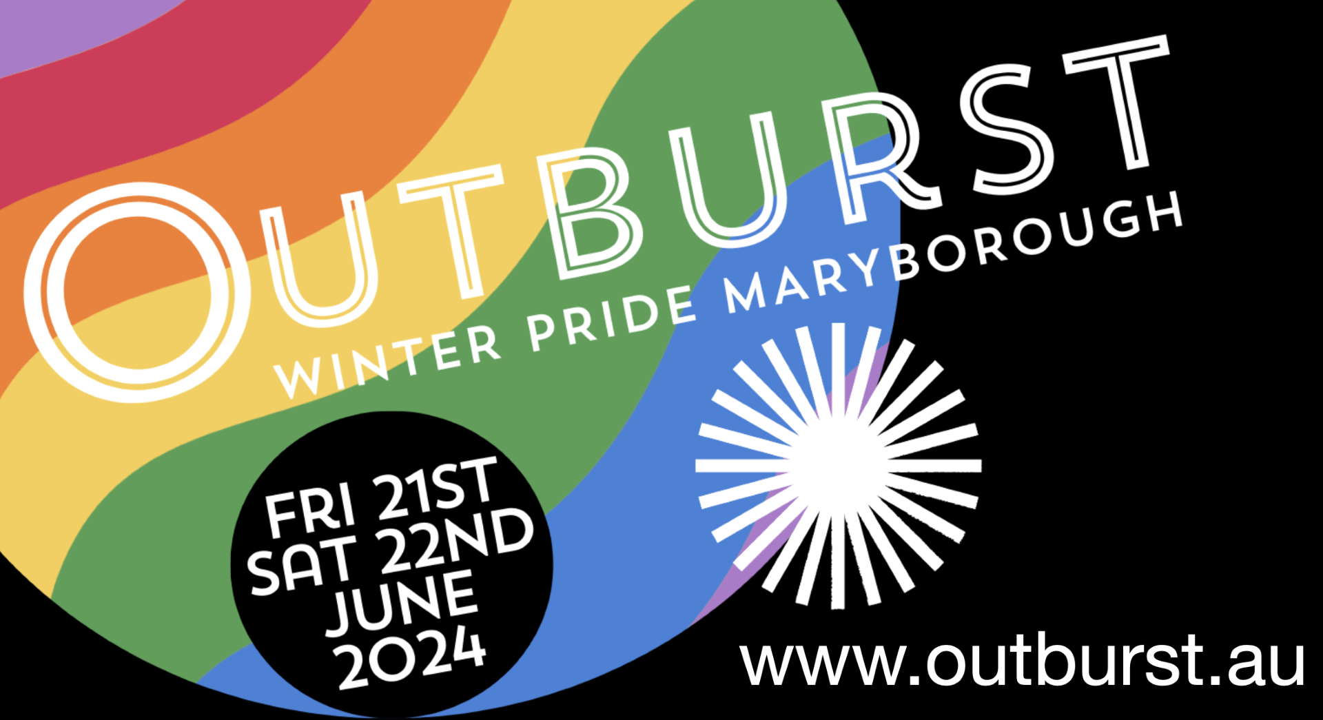 Outburst Winter Pride Maryborough poster with date and url