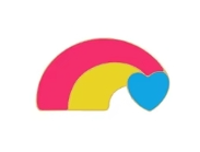 Rainbow badge in the colours of the pansexual pride flag