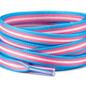 Shoelaces in the transgender flag colours