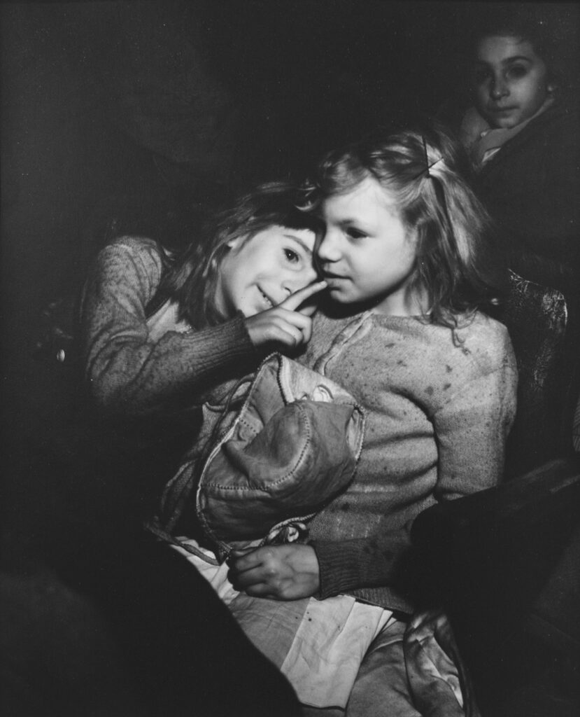 Three young girls with a black and white (monochrome) filer