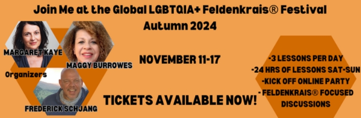 Feldenkrais Festival Autumn 2024 Poster, with date, time, ticket information, line-up and summary of event