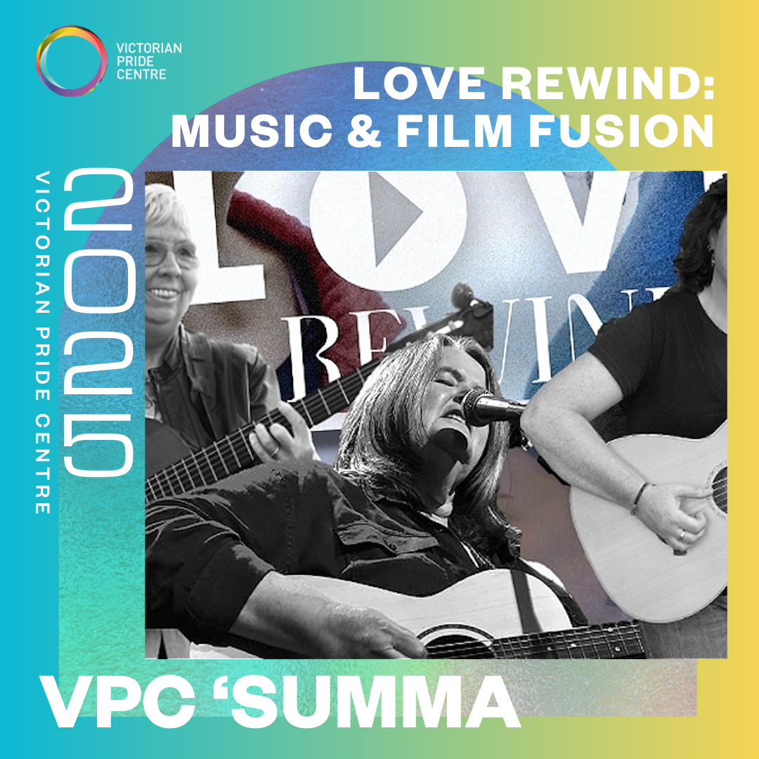 VPC "SUMMA" Poster: "Love Rewind: Music and Film Fusion" with three women singing with guitars. The image is overlaid on top of the VPC SUMMA branding