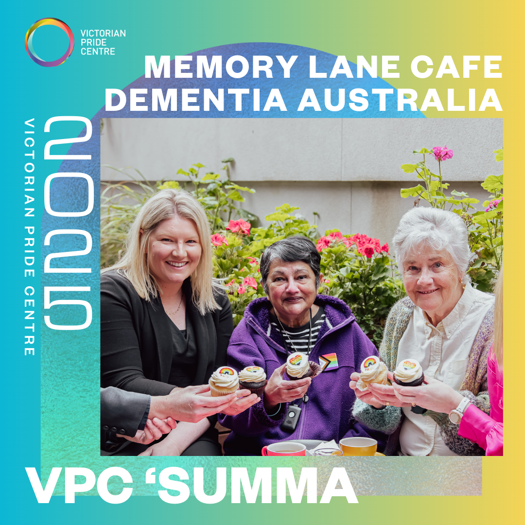 Dementia Australia, Find a Connection poster, featuring two people having coffee together