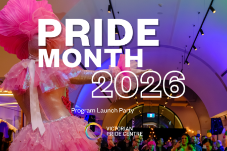 Adore performing at the pride centre with words 'Pride Month 2026' highlighted
