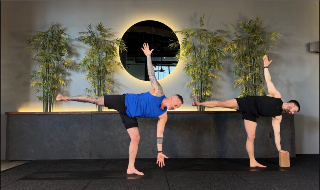 Will and Justin doing Yoga